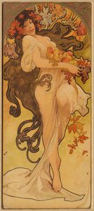 Les Saisons系列的秋天，c。 1900年。 作者 阿方斯·慕夏