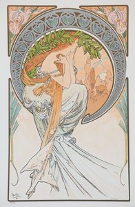 La Poesia，选自1898年的《艺术》系列。 作者 阿方斯·慕夏