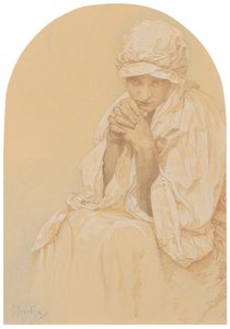 Jaroslava肖像，艺术家女儿，c。 1924年。 作者 阿方斯·慕夏
