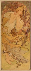 《 Les Saisons》系列的春季，c。 1900年。 作者 阿方斯·慕夏