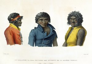 新泽西州杰克逊港：来自内皮恩河地区的原住民，来自1849年出版的由忘记镌刻的“环游世界旅行的乌拉尼亚1817-20护卫舰”