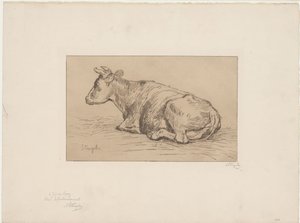 卧牛 作者 Alphonse Stengelin（艺术家签名）