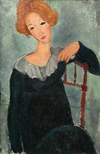 红头发的女人，1917年。 作者 阿梅代奥·莫迪利亚尼