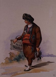 一个卖鸭子的人，约1855年 作者 阿马德奥·普雷齐奥西