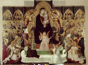 Maesta di Massa Marittima（威严的圣母）（面板上的蛋彩和黄金，约1335年）。 作者 安布罗乔·洛伦泽蒂