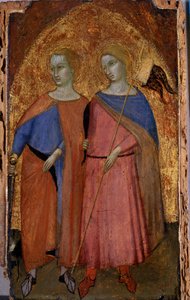 Saints Galganus和Ansanus，c.1360（杨木上的蛋彩画） 作者 安布罗乔·洛伦泽蒂