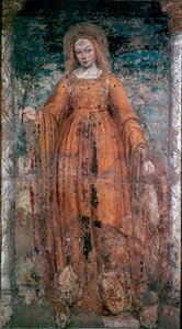 圣凯瑟琳-锡耶纳壁画 安布罗吉奥-达-福萨诺（Ambrogio da Fossano）创作的壁画，名为贝尔戈内（1460-1523）。尺寸：170x77厘米 米兰，布雷拉美术馆 作者 Ambrogio da Fossano（c.1460 1523）（attr.to）
