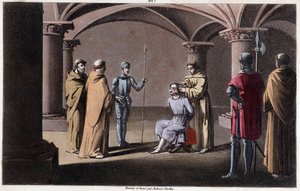 Childeric III detrones and encloses by Pepin le Brief in a monastery in Saint Omer between 742 and 749.1825年由Ambroise Tardieu绘制和坟墓。 作者 安布罗斯·塔迪厄（Ambroise Tardieu）
