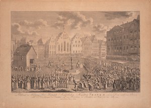 1792年7月，弗朗西斯二世从法兰克福大教堂到罗默堡的加冕仪式游行 作者 安布罗修斯·高布勒