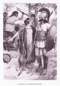 伊特鲁里亚人的一个场景，从罗马士兵的插图，1928年