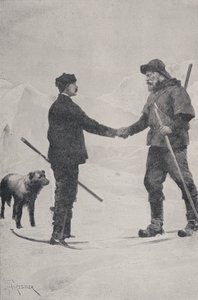 极地探险家弗雷德里克乔治杰克逊和Fridtjof Nansen会见，Franz Josef Land，1896年 作者 阿梅迪·福雷斯蒂尔