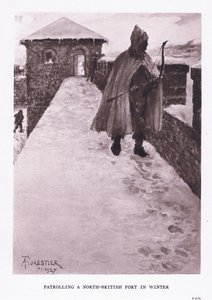 在冬天巡逻北英国堡垒，插图来自罗马士兵，1928年