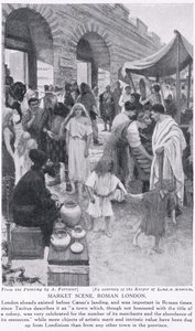 罗马市场场景，伦敦，插图来自&39;哈钦森的国家历史&39;，c.1910