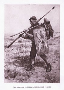 The Impeditus或装备齐全的步兵，来自罗马士兵的插图，1928年