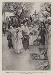 Cimiez的女王，女王陛下在Cimiez的Fete des Cougourdons见证了红色忏悔者的离去 作者 Amedee Forestier