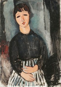 条纹围裙的仆人，1916年 作者 阿梅代奥·莫迪利亚尼