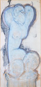 Caryatid，c.1914（纸上水粉，放在画布和面板上） 作者 阿梅代奥·莫迪利亚尼