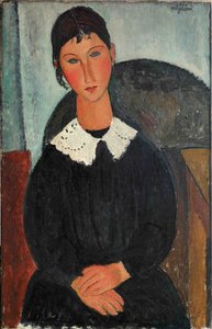 戴着白领的埃尔维耶，1917-1918年。 作者 阿梅代奥·莫迪利亚尼
