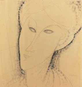 一个女人的头（笔，画笔，墨水和铅笔在纸上） 作者 阿梅代奥·莫迪利亚尼