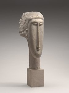 女人的头，c.1910-1911（石灰石） 作者 阿梅代奥·莫迪利亚尼