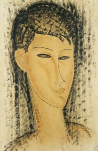 女青年团长；一名年轻女子的头，1914年 作者 阿梅代奥·莫迪利亚尼