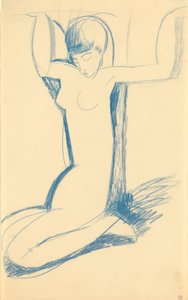 跪着蓝色女象柱c。 1911年 作者 阿梅代奥·莫迪利亚尼