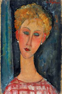 戴耳环的金发女郎，1918-1919年 作者 阿梅代奥·莫迪利亚尼