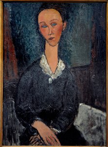 La Woman au col blanc 阿梅迪奥·莫迪利亚尼 (Amedeo Modigliani) (1884-1920) 的绘画 20 世纪 0,92x0,6 m 格勒诺布尔，美术博物馆 作者 阿梅代奥·莫迪利亚尼