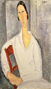汉卡·兹博洛夫斯卡夫人（Laning on a Chair）1919年（布面油画） 作者 阿梅代奥·莫迪利亚尼