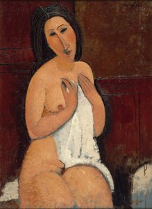穿衬衫的坐着的裸体，1917年。 作者 阿梅代奥·莫迪利亚尼