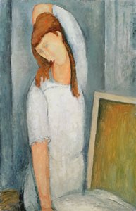 Jeanne Hebuterne（1898-1920）的肖像，她的左臂在她的头后面