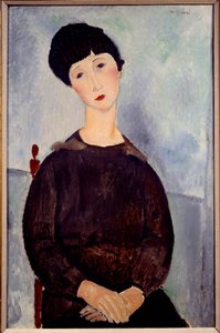 坐着的棕色女孩绘画的肖像，阿米德奥·莫迪利亚尼（Amedeo Modigliani） 作者 阿梅代奥·莫迪利亚尼