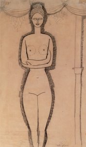 裸体站立（纸上铅笔） 作者 阿梅代奥·莫迪利亚尼