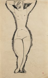 举起双手站立裸体，1911年