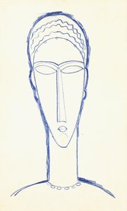 研究雕塑头，约于1911年 作者 阿梅代奥·莫迪利亚尼