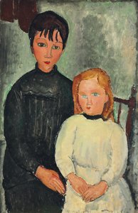 两个女孩两个女孩，1918年 作者 阿梅代奥·莫迪利亚尼