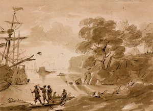 无题[海岸场景]，c.1803（钢笔和水洗）