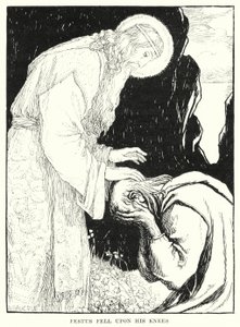 费斯图斯跪倒在地（雕刻）。 作者 Amelia M. (attr.to) Bowerley 或 Bauerle