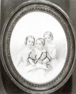 Blandine（b.1835），Cosima（b.1837）和Daniel（b.1839），Marie d&39;Agoult和Franz Liszt的儿童（纸上粉彩） 作者 艾米丽·德·拉塞佩