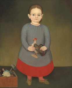 女孩与玩具公鸡