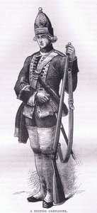 英国掷弹兵，插图来自卡塞尔，佩特和加尔平出版的卡塞尔美国历史，约 1900 年（石版印刷） 作者 美国英语学校