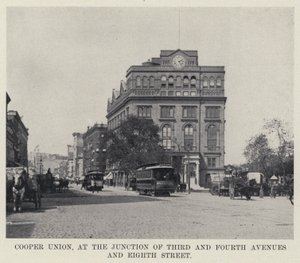 Cooper Union，位于第三和第四大道与第八街的交界处（黑白照片） 作者 美国摄影师