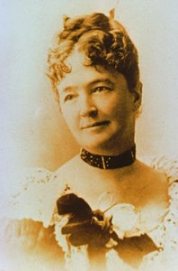 伊丽莎白-培根-卡斯特（1842-1933）乔治-A-卡斯特将军（1839-76）的妻子（黑白照片）。