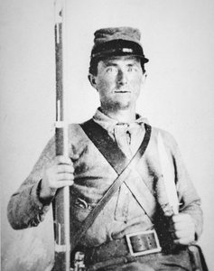 二等兵约翰-勒罗伊-威廉姆斯，南军士兵（黑白照片）。 作者 美国摄影师