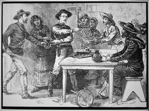 德州巡警逮捕一名墨西哥逃犯，约1880年（雕刻）。 作者 美国摄影师