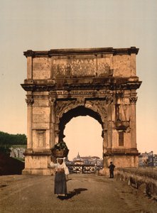 提图斯的凯旋门，罗马，约1890-1900年（摄影机械打印）。 作者 美国摄影师