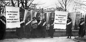女人们在白宫，华盛顿特区，酒吧门前挑战。 1917年 作者 美国摄影师