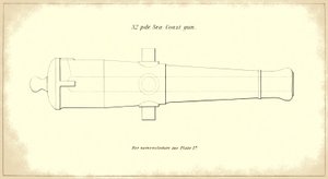 32磅重的海岸枪管，取自美国军方的重型火炮手册，1850-51 作者 美国学校