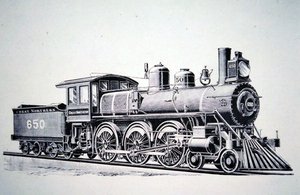 4-6-0标准十轮车列车（雕刻）。 作者 美国学校