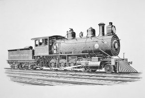 鲍德温于1889年6月为北太平洋铁路公司制造的2-8-0合并型机车（平印）。 作者 美国学校